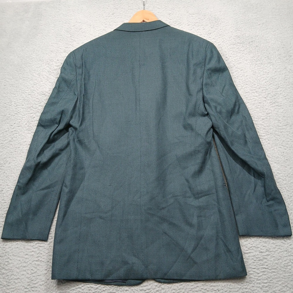 Mani Giorgio Armani Blazer 44L‎ Teal Herringbone Wool Silk Sport Coat USA